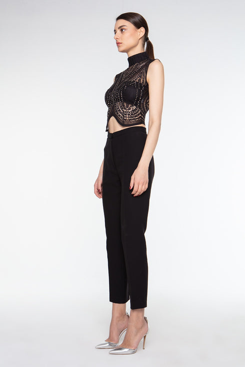 High Neck Stone Detailed Top