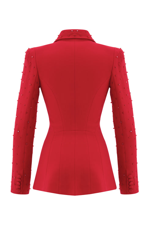 Beaded Sleeves And Neck, Double Breasted Jacket