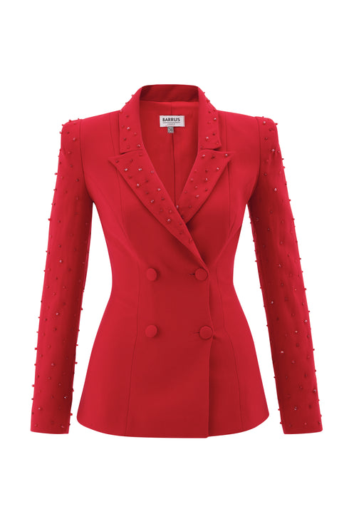 Beaded Sleeves And Neck, Double Breasted Jacket