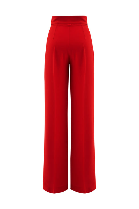 High Waist Straight Leg Trousers With Thick Belt