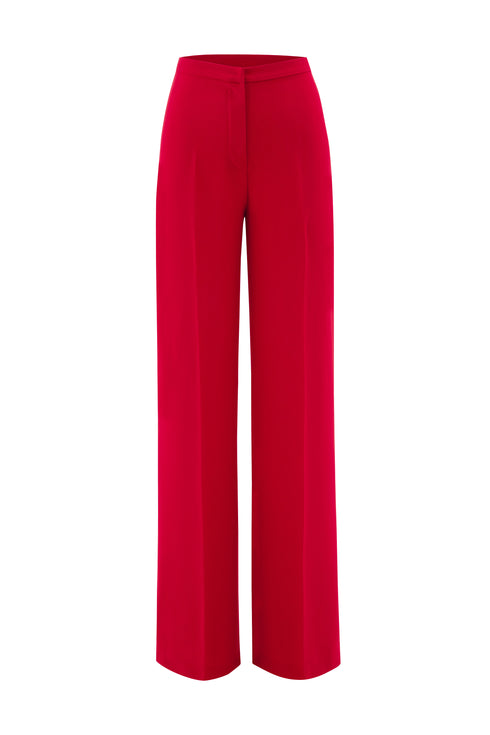 High Waist Straight Trousers With Thin Belt