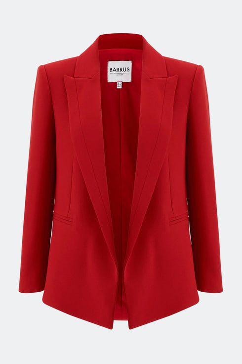 Red Jacket With Lapel And Pocket Detailed