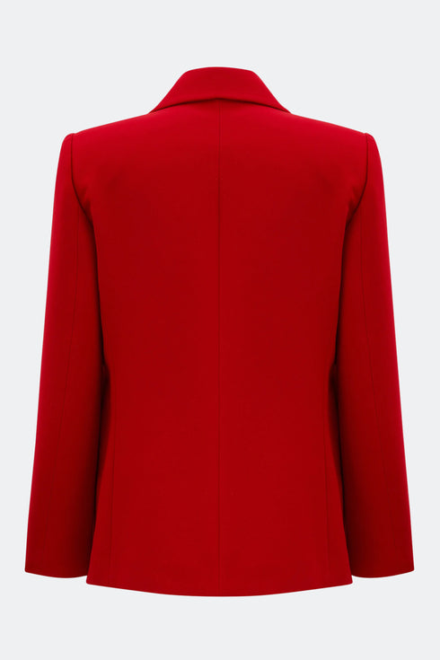 Red Jacket With Lapel And Pocket Detailed