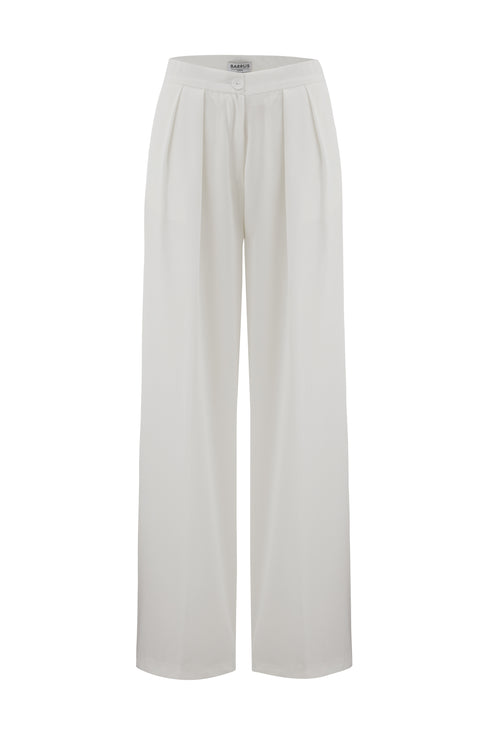 High Waist Pleated Straight Trousers