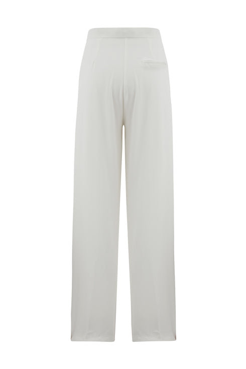 High Waist Pleated Straight Trousers