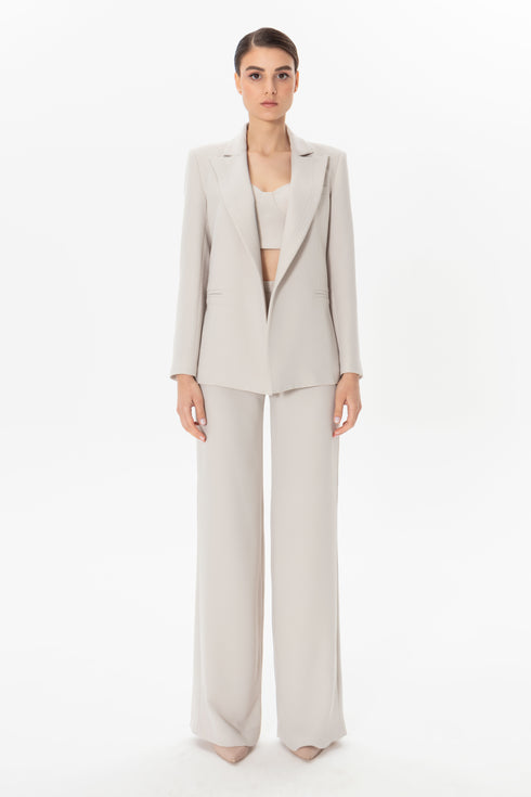 Isabelline Jacket With Lapel And Pocket Detailed