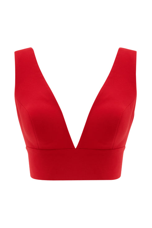 V Neck Red Top