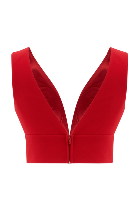 V Neck Red Top