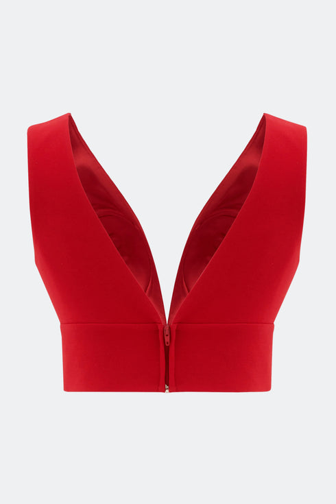V Neck Red Top