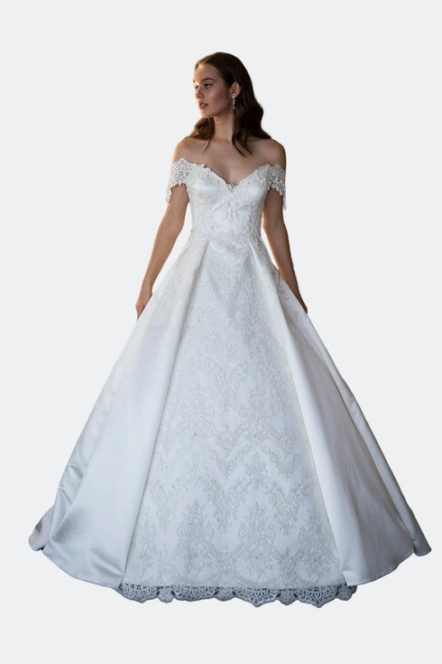 PRINCESS SLEEVE A FORM WEDDING DRESS - Barrus London
