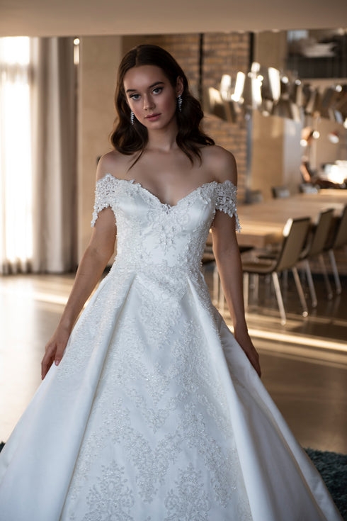 PRINCESS SLEEVE A FORM WEDDING DRESS - Barrus London