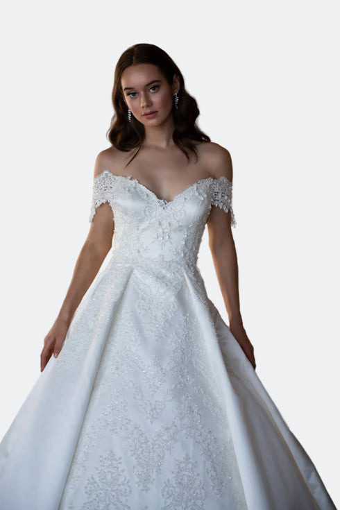 PRINCESS SLEEVE A FORM WEDDING DRESS - Barrus London