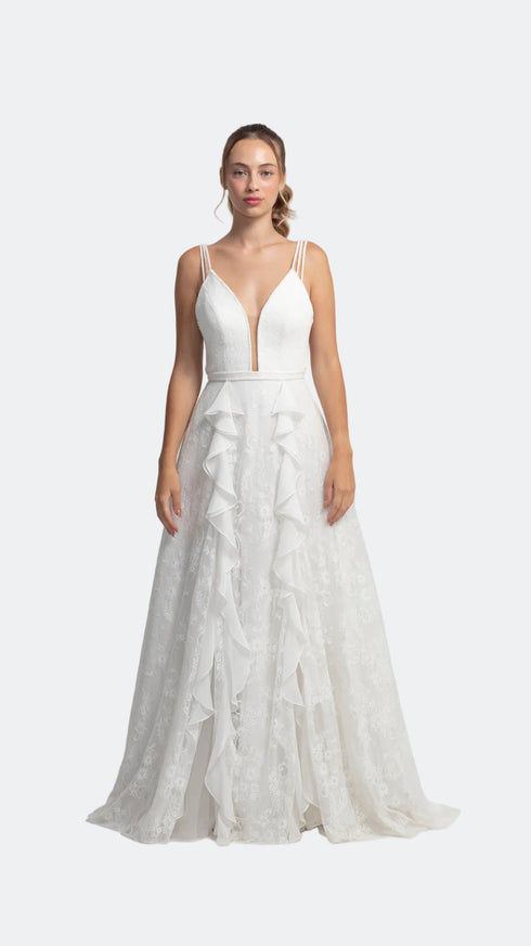 French Lace Wedding Dress With Decollete Chest And Back