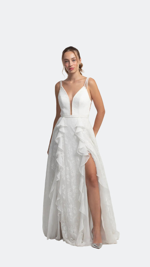 French Lace Wedding Dress With Decollete Chest And Back