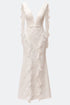 INLAID, FRENCH LACE WEDDING DRESS WITH FLOUNCE SLEEVE AND HIP DETAIL - Barrus London