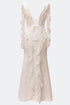 INLAID, FRENCH LACE WEDDING DRESS WITH FLOUNCE SLEEVE AND HIP DETAIL - Barrus London