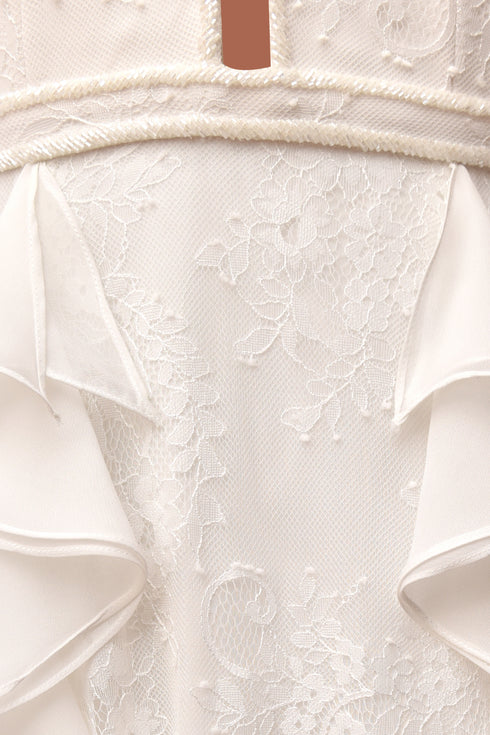 FRENCH LACE WEDDING DRESS WITH DECOLLETE CHEST AND BACK - Barrus London
