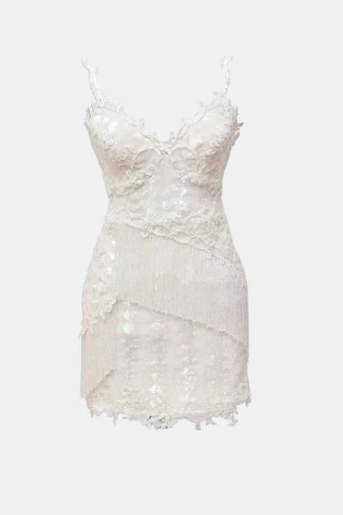 SEQUIN AND BEAD FINGERED AFTER DRESS - Barrus London