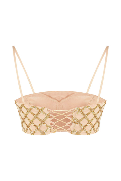 Kraz Nude Gold Crop Top