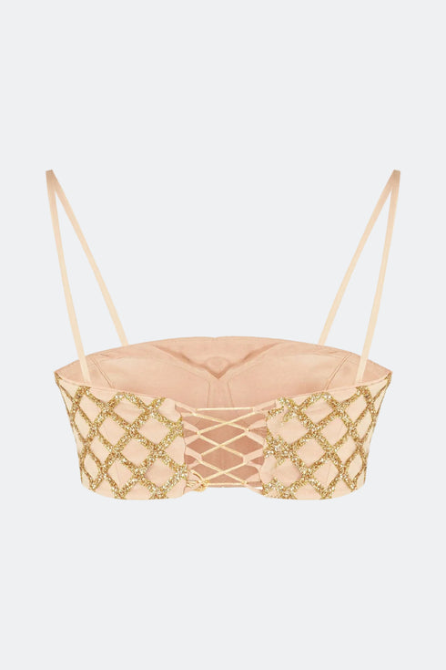 Kraz Nude Gold Crop Top