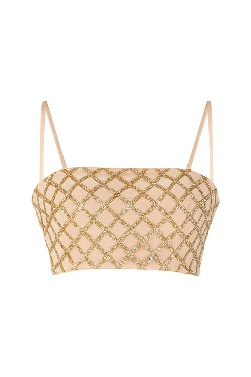 Kraz Nude Gold Crop Top