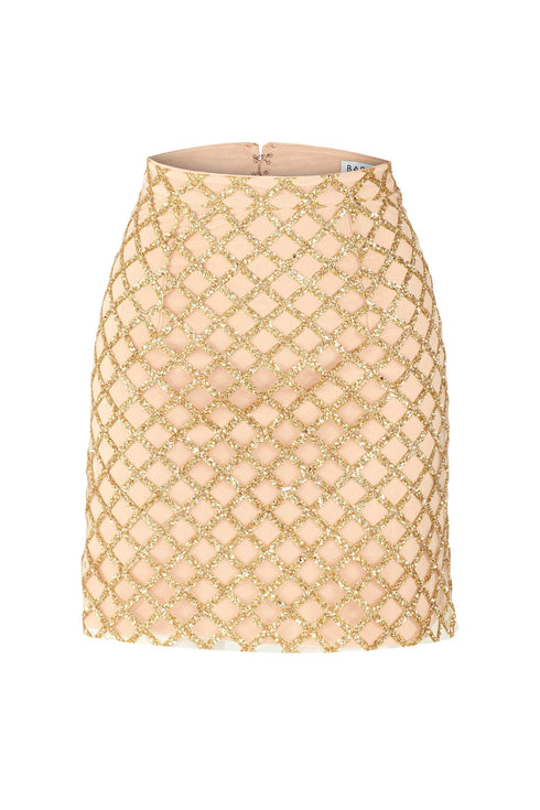 Kraz Nude Gold Mini Skirt