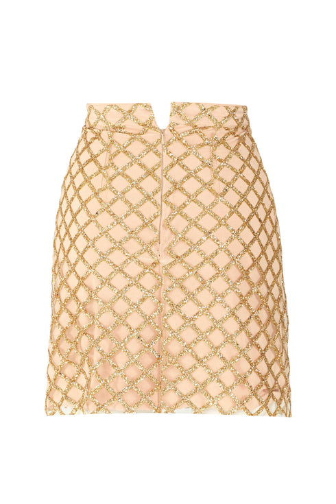 Kraz Nude Gold Mini Skirt