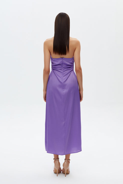 Paisley Purple Chain Detailed Satin Dress