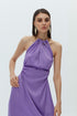Paisley Purple Chain Detailed Satin Dress