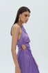 Paisley Purple Chain Detailed Satin Dress