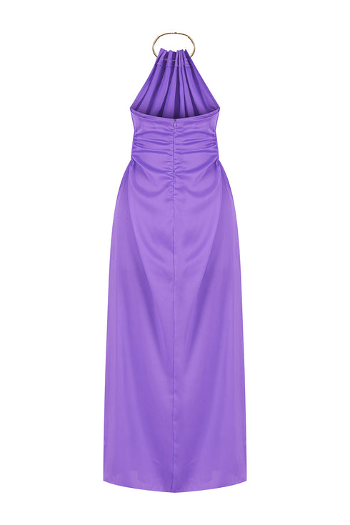 Paisley Purple Chain Detailed Satin Dress