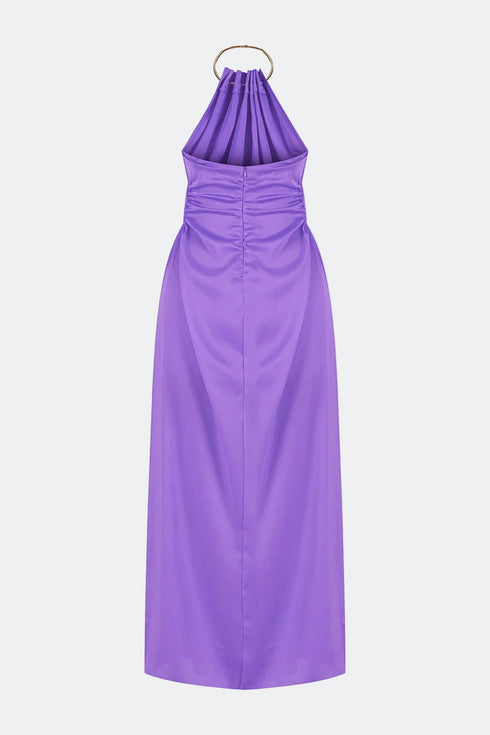 Paisley Purple Chain Detailed Satin Dress