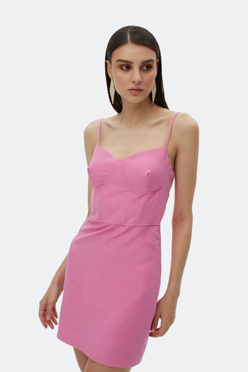 Carnation Pink Corset Mini Dress