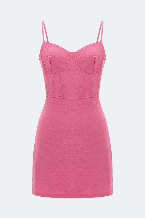 Carnation Pink Corset Mini Dress