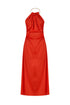 Safety Orange Chain Detailed Satin Dress