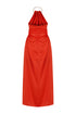 Safety Orange Chain Detailed Satin Dress