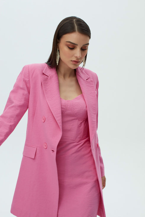 Carnation Pink Double- Breasted Jacket