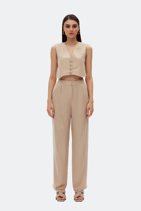 Practical Beige V Neck Vest