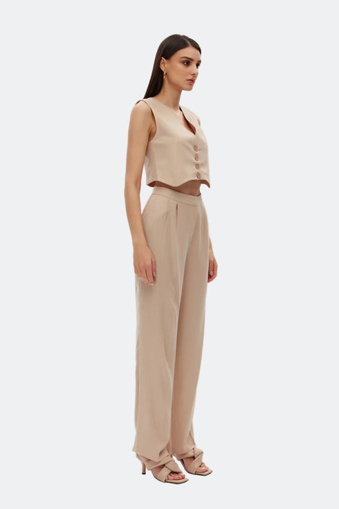 Practical Beige V Neck Vest