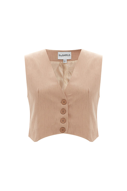 Practical Beige V Neck Vest