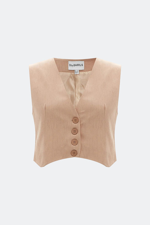 Practical Beige V Neck Vest