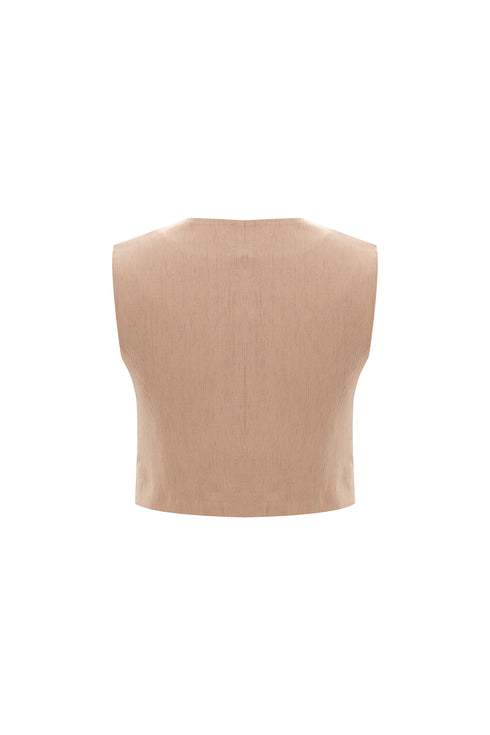 Practical Beige V Neck Vest