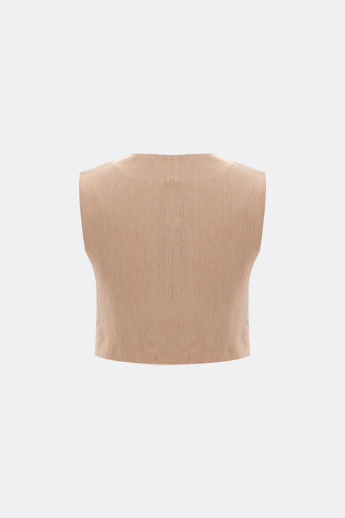 Practical Beige V Neck Vest