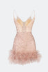 Strappy V Neck Mini Dress With Fur Detail