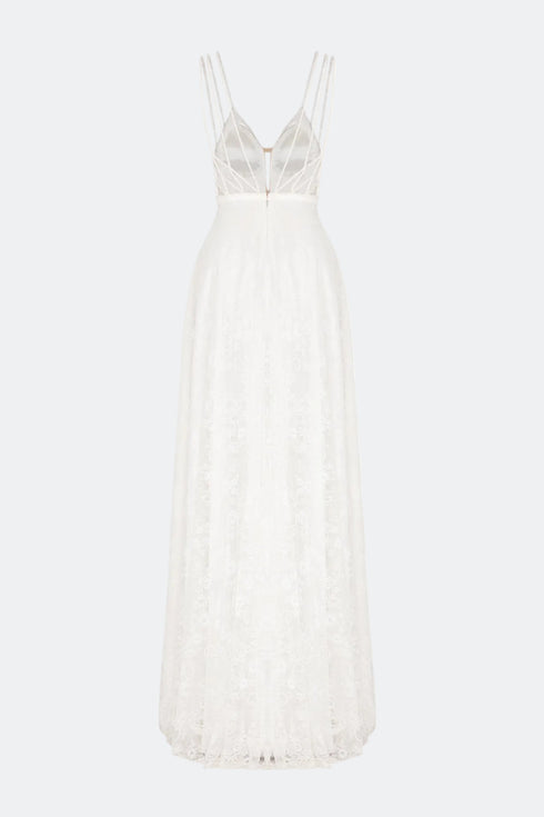 French Lace Wedding Dress With Decollete Chest And Back