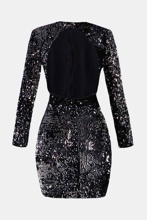 Sequin Backless Mini Dress