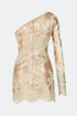 One Sleeve Bronz Shine Mini Dress