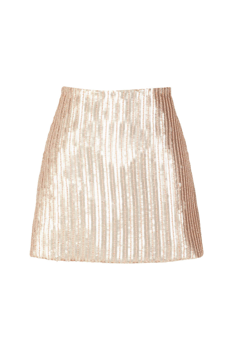 Bellatrix Bronz Nude Mini Skirt Barrus